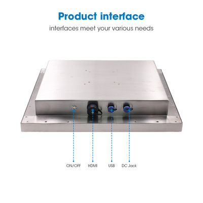 Risoluzione 1280*1024 Silver Waterproof LCD Monitor 4 3 Aspect Ratio VGA\\DVI\\USB Input