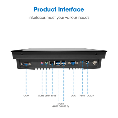 10.1 pollice Embedded Touch Panel PC 12-36V Input Voltage 32G/64G/128G/256G SSD Storage