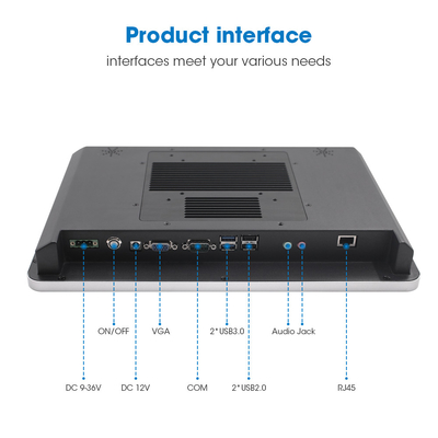 256G SSD 8GB Memoria 350 Nits Industrial Touch Screen Panel Pc Con VGA COM USB RJ45 Audio JACK