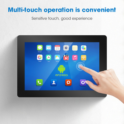 Black Rugged Android Touchscreen Panel PC Font Panel Mount con archiviazione EMMC RS232 e 8G/16G/32