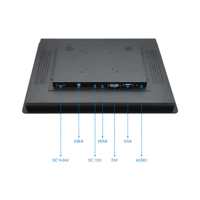 80/80/80/80 View Angels Monitor montato su pannello industriale con adattatore di alimentazione AC e USB/RS232 Port Touch Interface